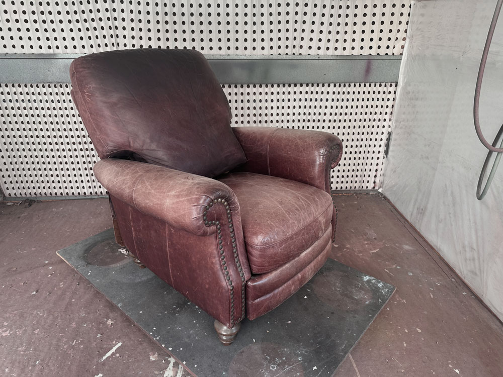 waxed oil leather chair before